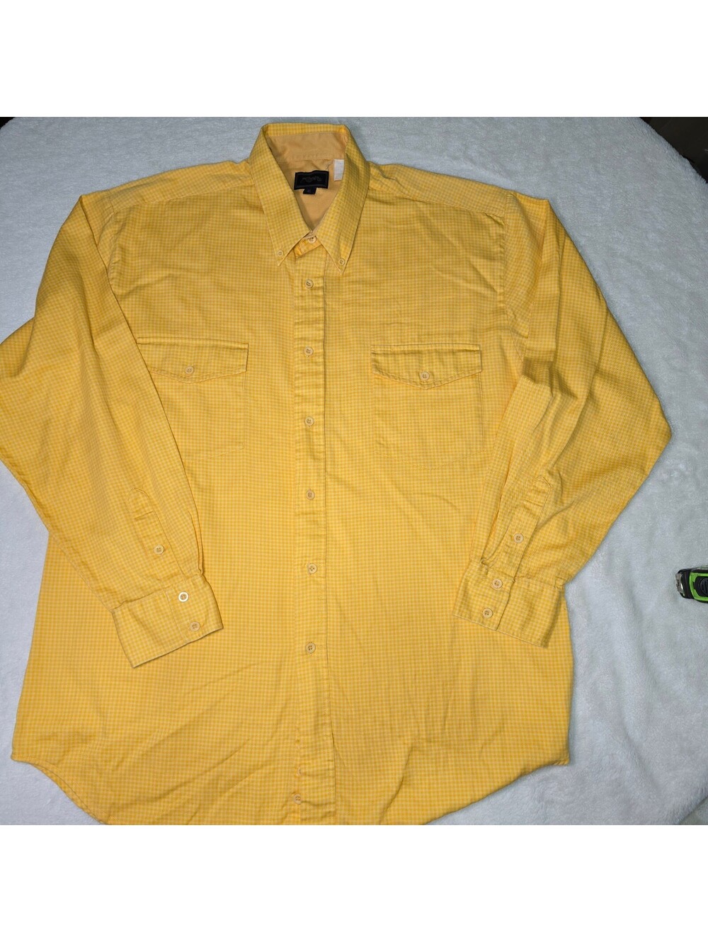 Vintage Roper Men's XL Western Button Down Shirt Yellow Gingham Check 90s